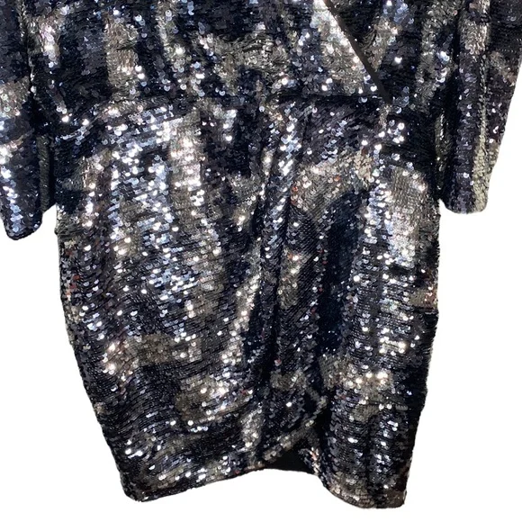 Tanya Taylor Zoey Sequin Camo Wrap Dress size 2
